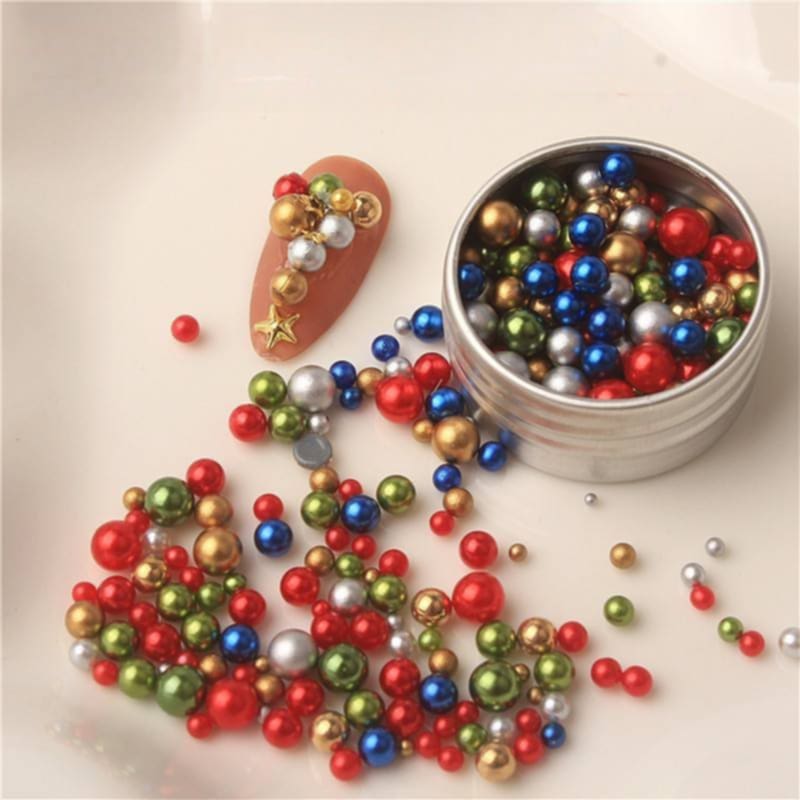 ไข่มุกติดเล็บ ตกแต่งเล็บ อะไหล่แต่งเล็บทรงกลม ลูกปัดติดเล็บ Nail Art Pearls มีหลายแบบให้เลือก