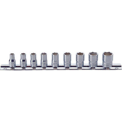 KOKEN RS240xA/9 ชุดลูกบล็อก 1/4 นิ้ว สั้น 9 ชิ้น ในรางเหล็ก โคเค่น