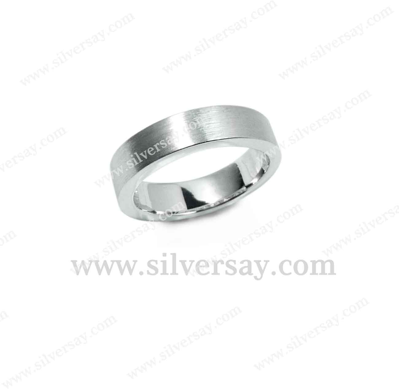 แหวนเกลี้ยงแบบโมเดิร์นหน้าตัดเรียบ 5 มม./แลขนแมว/สำหรับสลักชื่อ