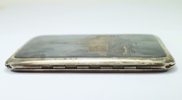 SI142 ตลับเงินอังกฤษ เงินแท้ นน. 114.4 กรัม กว้าง 7.8 cm ยาว 10 cm