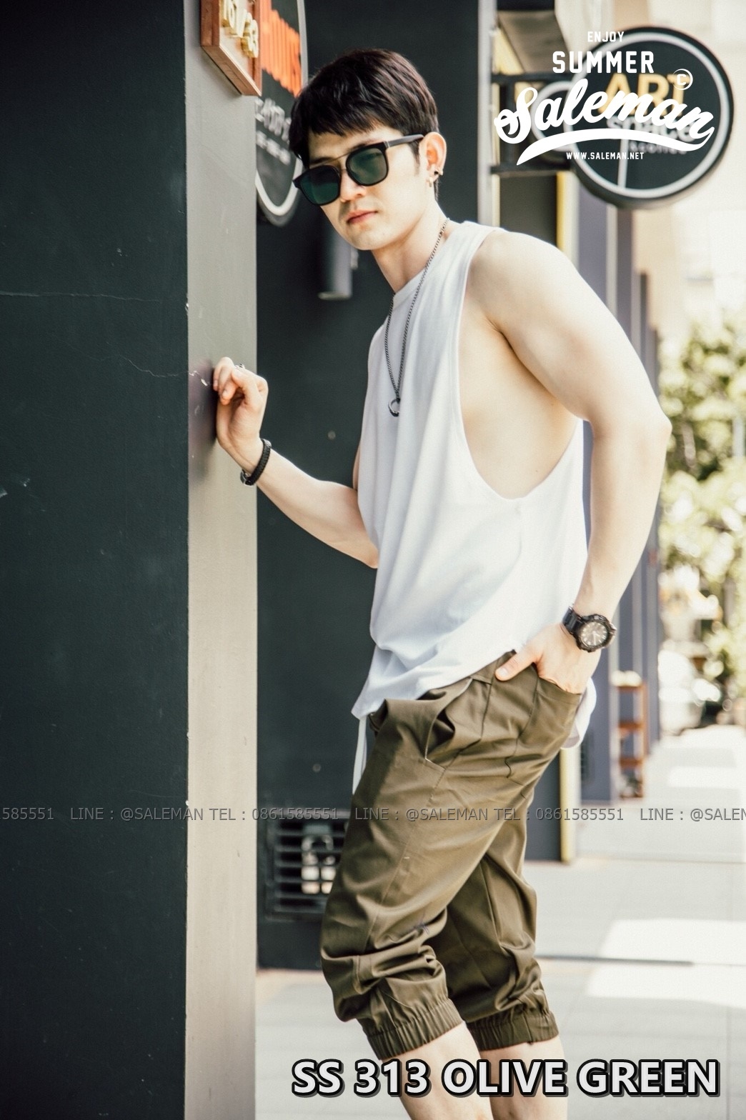 กางเกงสามส่วน พรีเมี่ยม ผ้า COTTON รหัส SS 313 OLIVE GREEN ขี้ม้า