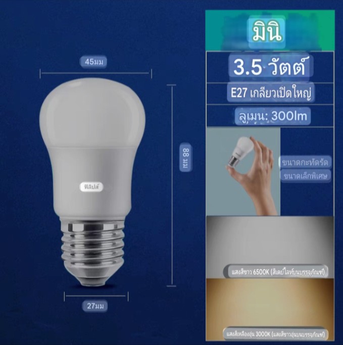 Philipsซีรีส์มินิ3.5วัตต์ จำนวนบรรจุ 12 ดวง / ลัง