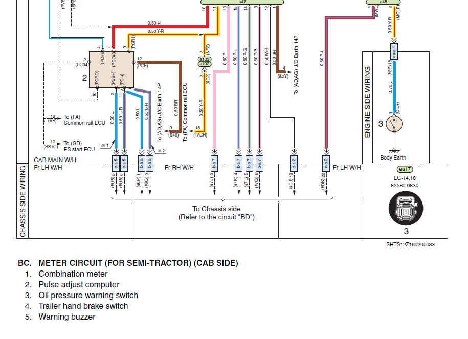 คู่มือวงจรไฟฟ้า HINO 700 ซีรีย์ FR1E, FS1E, FY1E, SH1E, SR1E และ SS1E เครื่องยนต์ E13C