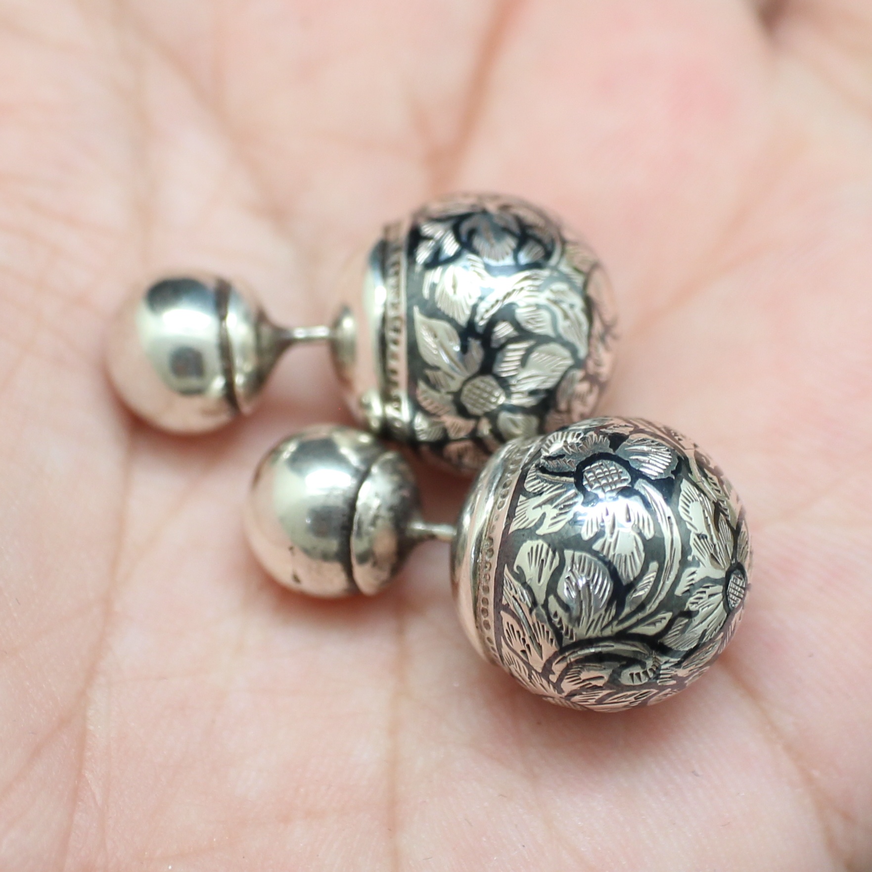 SI472 ต่างหูดิออร์ถมเงิน เงินแท้ 92.5% นน. 14.5 กรัม