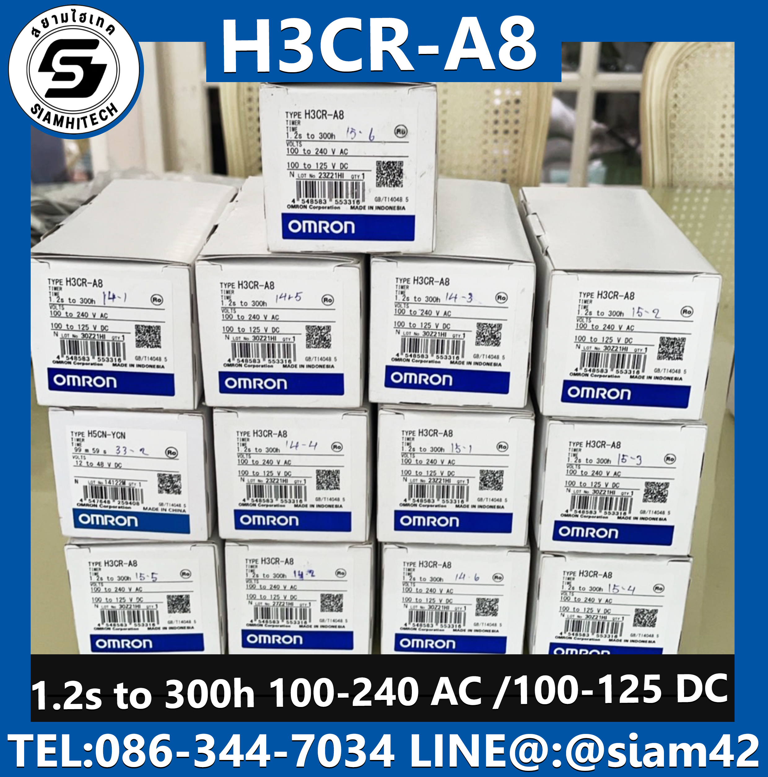 Timer Omron H3CR-A8 (New) 1.2s to 300h / 100-240 VAC /100-125VDC / Made in Indonesia