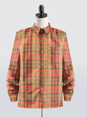 เสื้อเชิ้ตแขนยาว ไม่อัดผ้ากาว | ตัดเย็บตามรูปร่าง | ผ้าไหมลายสก็อต ส่งไซส์ได้