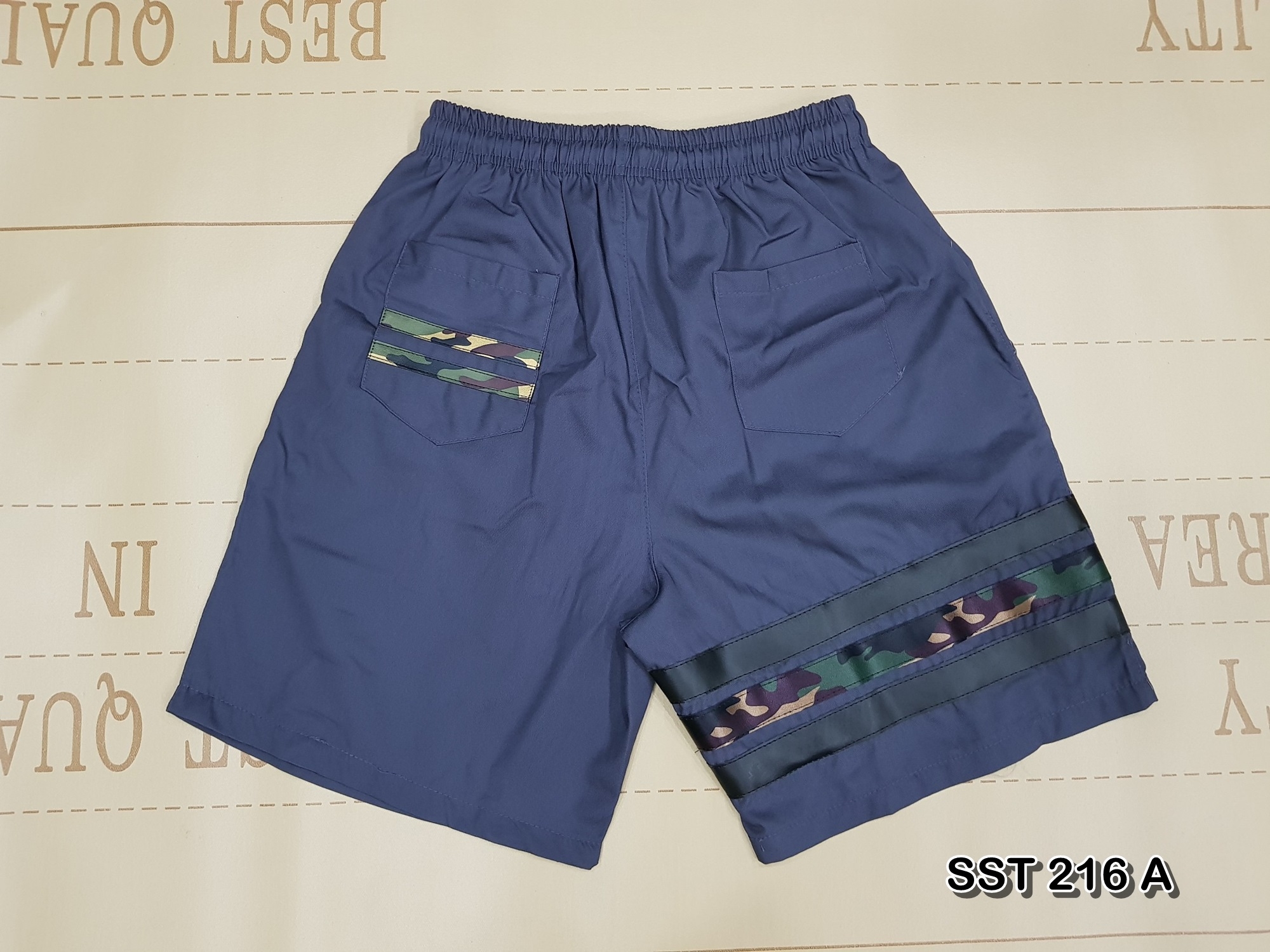 กางเกงขาสั้น พรีเมี่ยม ผ้า COTTON รหัส SST 216 A สีเทา แถบทหาร