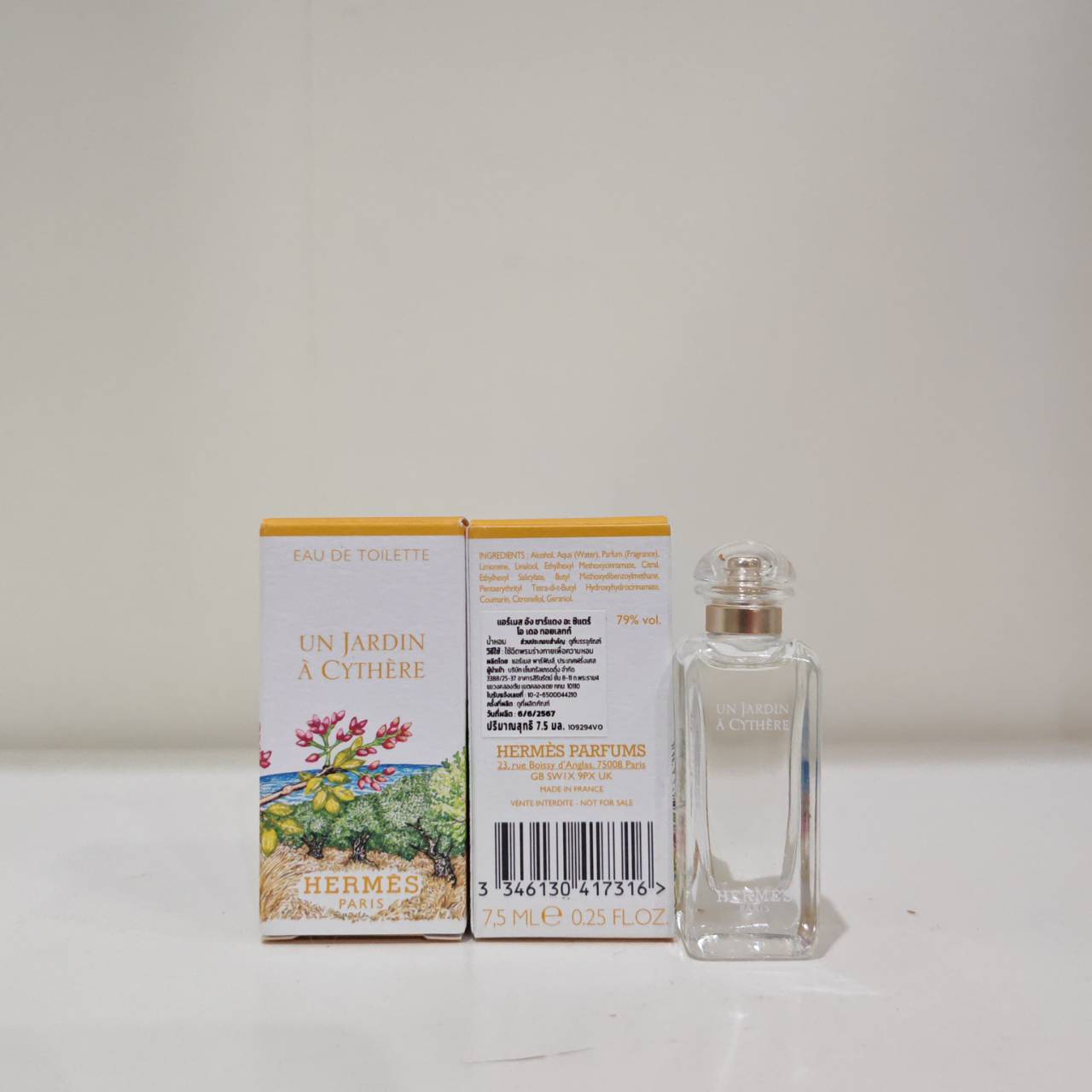 น้ำหอมจิ๋วมินิ Hermes Un Jardin à Cythère EDT 7.5ml ป้ายไทย( Mini Perfume น้ำหอมขนาดพกพา) น้ำหอมจิ๋วมินิ ขวดน่ารัก ตั้งโชว์ก็สวย พกพาก็สะดวก หัวแต้มตามจุดชีพจร