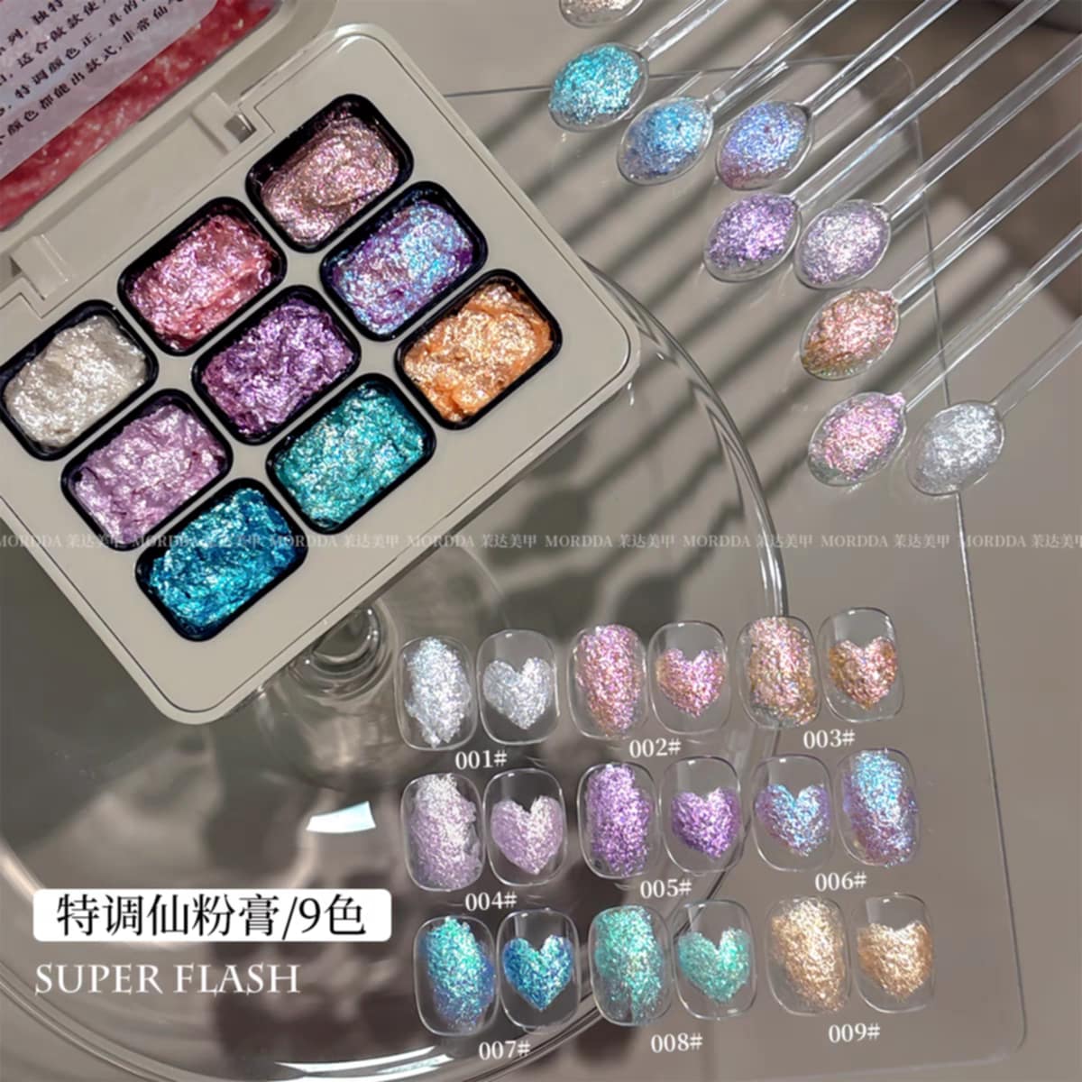 สีเจลเพ้นท์ สีเจลทำออมเบรย์ สีเจลไล่สี ใช้ทาได้ สีสดใส แบบตลับ 9สี/เซต