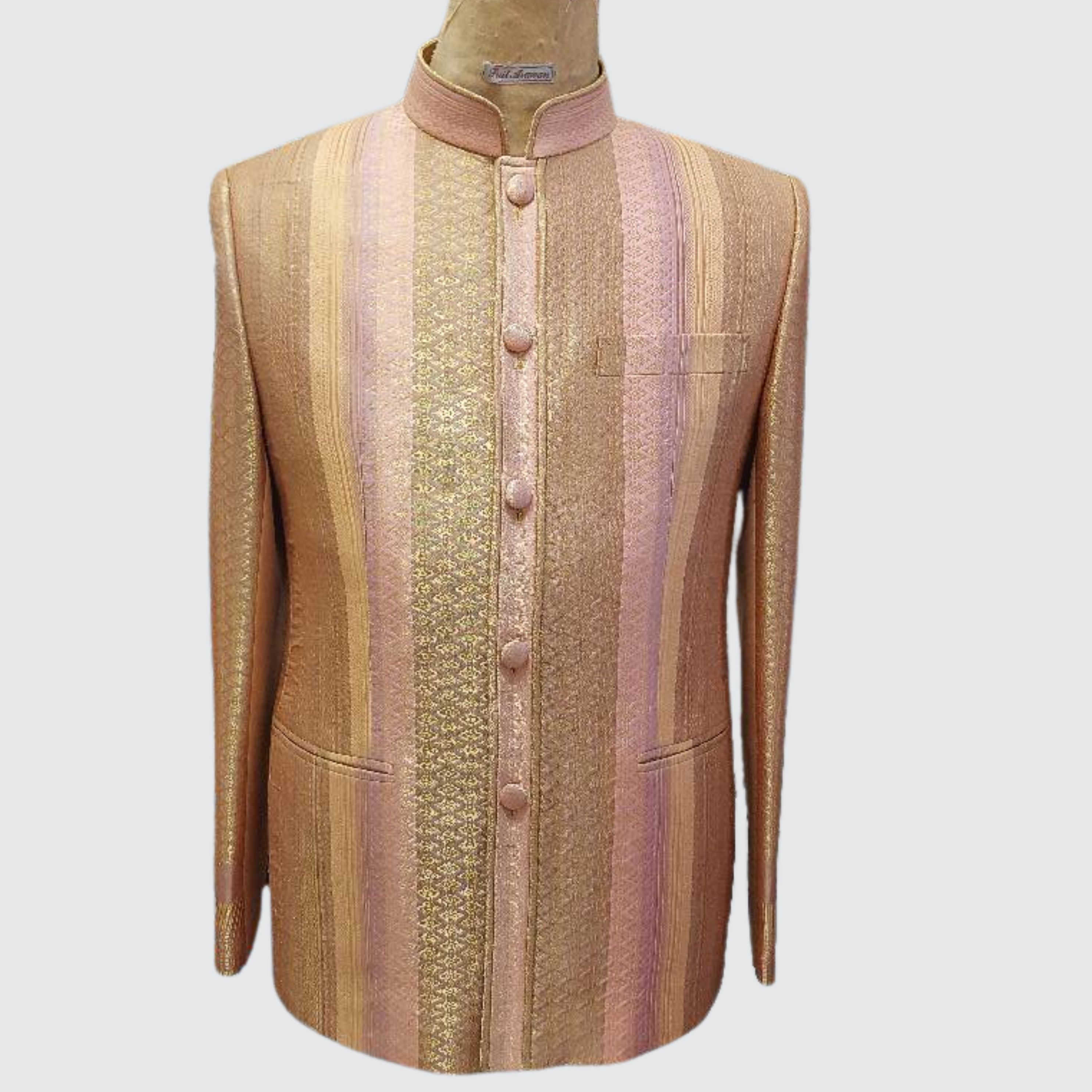 เสื้อสูทพระราชทาน แขนยาว ไหมยกดอกสุรินทร์ | ตัดเย็บตามรูปร่าง | เลือกสีผ้า ส่งไซส์ได้