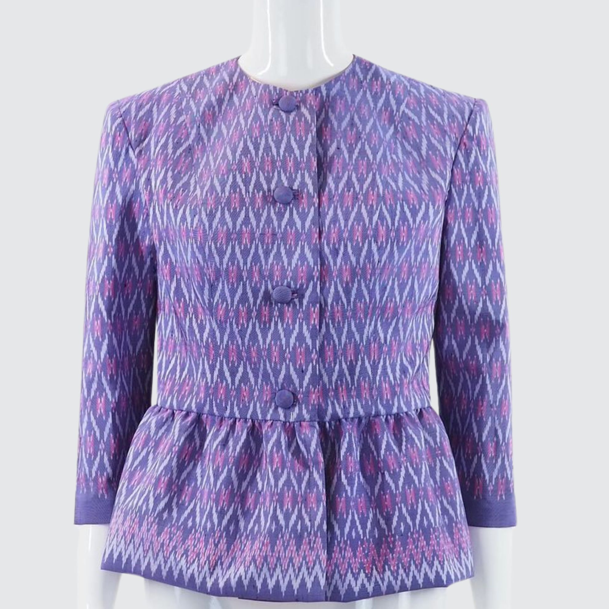 เสื้อแขนสามส่วน ตัดเย็บจากไหมมัดหมี่ ยกดอก ไหมแท้ 100% | ตัดเย็บตามรูปร่าง | เลือกผ้า ส่งไซส์ได้