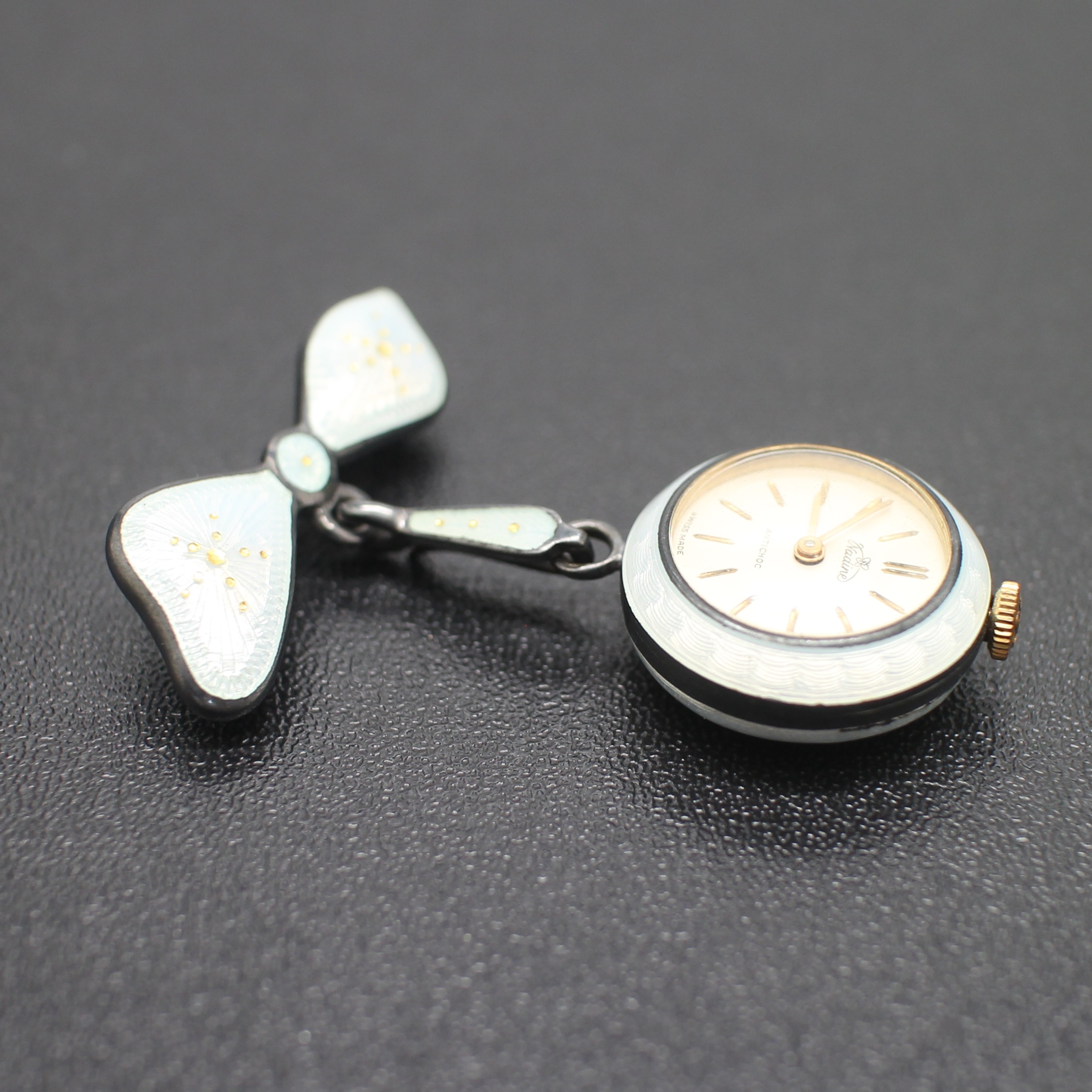 CL25054 นาฬืกาโบราณลงยา ตัวเรือนเงินแท้ 92.5% นน.รวม 13.9 กรัม