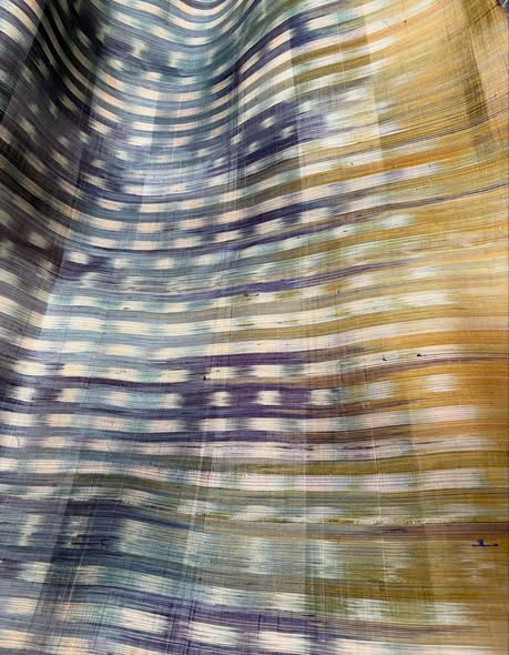 ผ้าไหมลายพิเศษ มัดหมี่ประยุกต์ ไหมแท้ สีกรม-สีฟ้า-เขียว-เหลือง เลือกตามขนาด รหัส MMFZ-116-112968