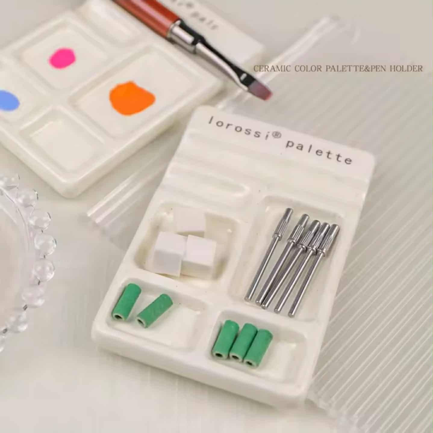 จานพาเลตเซรามิกหลายช่อง Lorossi สำหรับผสมสี วาดรูป ระบายสี ทำเล็บ อุปกรณ์ศิลปะ DIY