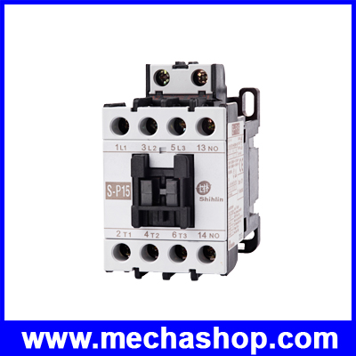 แมกเนติกคอนแทคเตอร์ อุปกรณ์ควบคุมการทำงานของมอเตอร์ Coil 220V,25A Shihlin Mangnetic Contactor S-P15 คุณภาพเทียบเท่า Mitsubishi