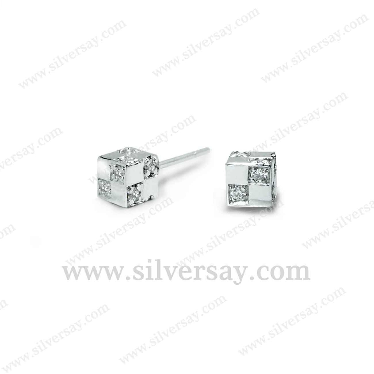 จี้ลูกเต๋า Dice จี้ลูกบาศก์ Cube ฝังเพชรสวิสรอบด้าน