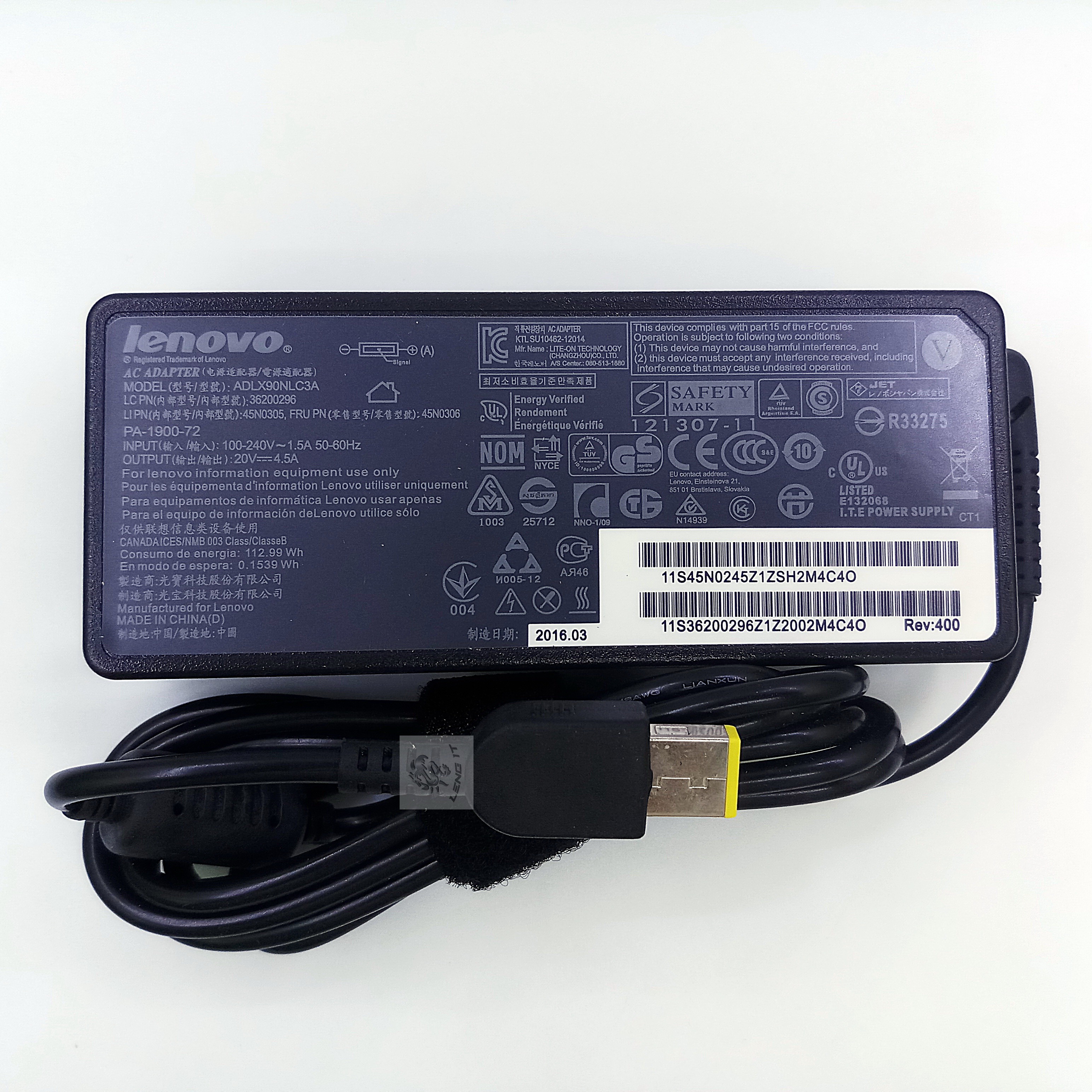 ADAPTER LENOVO 20V 4.5A 90W หัวUSB (ของเทียบ OEM)