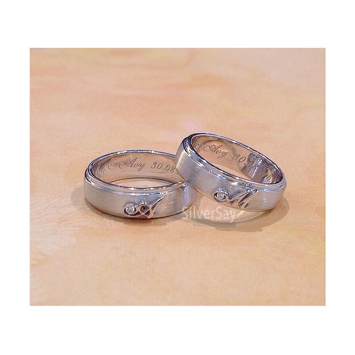 แหวนเกลี้ยง 5 มม.ขอบข้างลดระดับรอบวง/พ่นทราย-ตัดขอบเงา/สำหรับสลักชื่อ