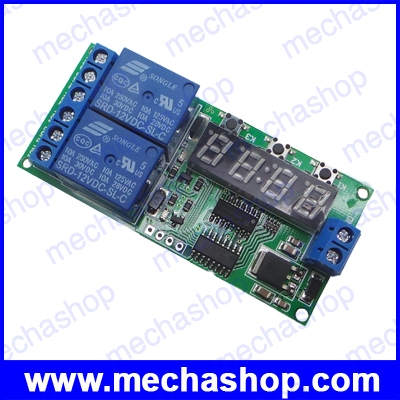 ตัวหน่วงเวลา ดีเลย์ทามเมอร์ ตัวตั้งเวลา เครื่องตั้งเวลา DC 12V 2CH Delay Relay Cycle Timer Switch Module 1-9999s for Motor LED Smart Home