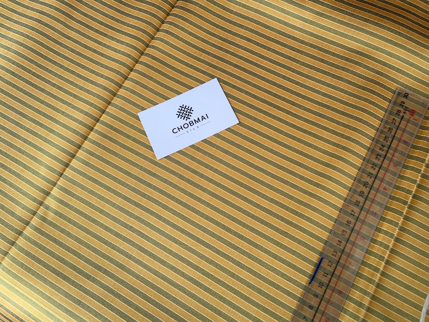 ผ้าไหม ลายริ้ว ไหมแท้ multicolor สีเหลืองทอง (ราคาต่อเมตร) รหัส MC-76-P4516