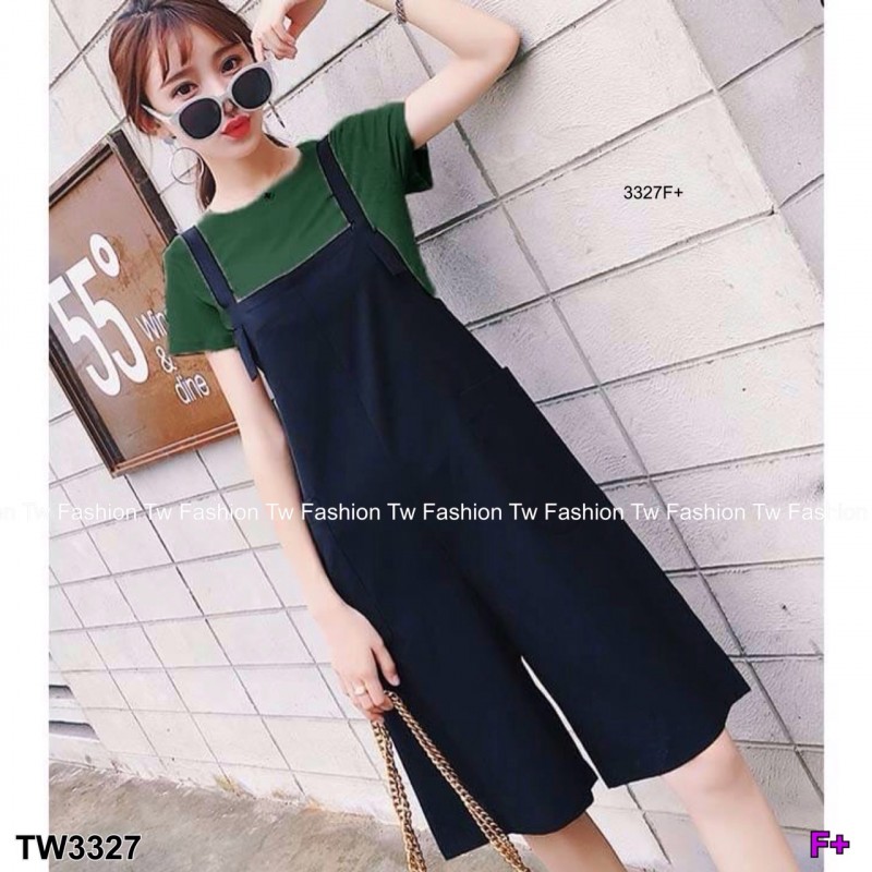 เซท เสื้อยืดแขนสั้น กับเอี๊ยมขาบาน 4 ส่วน TW3327