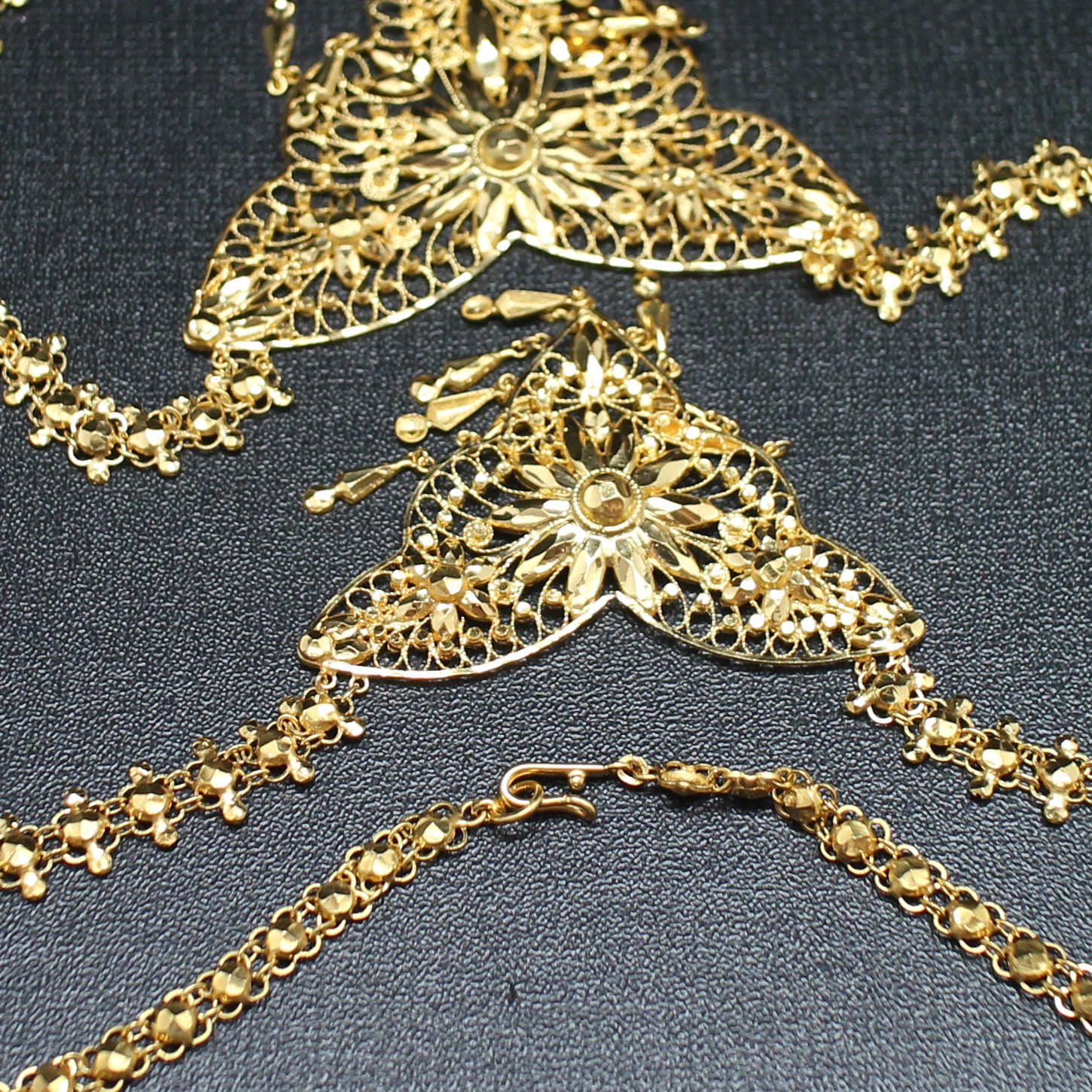 NL25052 สร้อยคอทองระย้า 3 ชั้น ทองแท้ 90% นน. 59.5 กรมั รอบคอใน 18 นิ้ว งานอลังการมาก