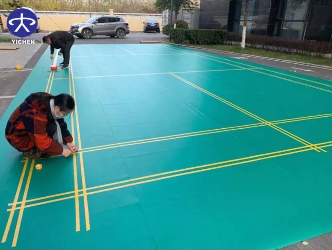 พื้นสนามกีฬาไวนิลpvc สนามแบตมินตัน สนามบาส สนามฟุตซอล