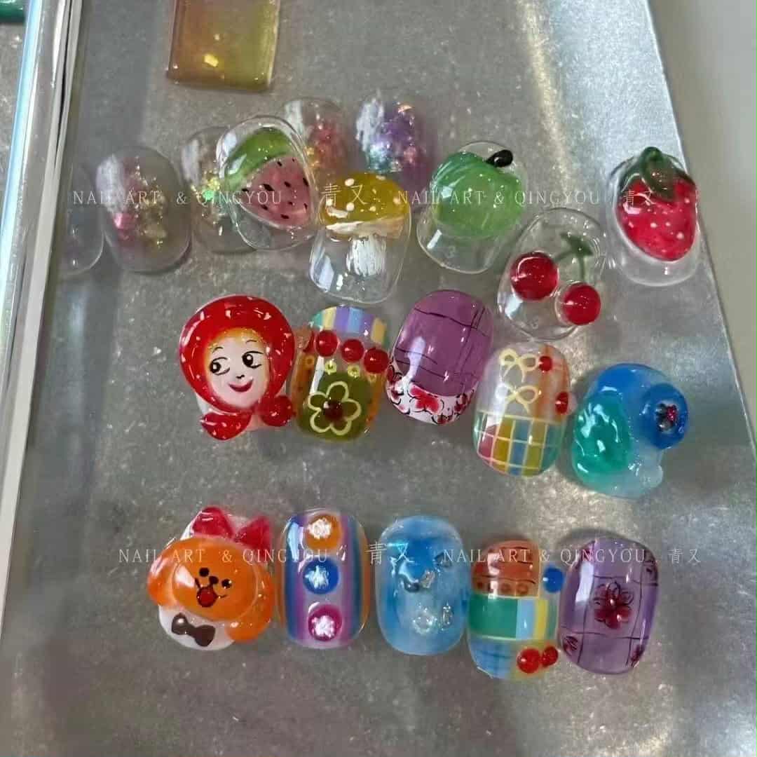 เจลเพ้นท์เล็บ เจลไซหรับ QINGYOU GLAZED สีลูกกวาด เนื้อแก้วใส วาวฉ่ำ