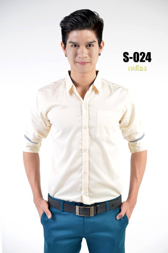 เสื้อเชิ้ตผู้ชายสีเหลือง S-024