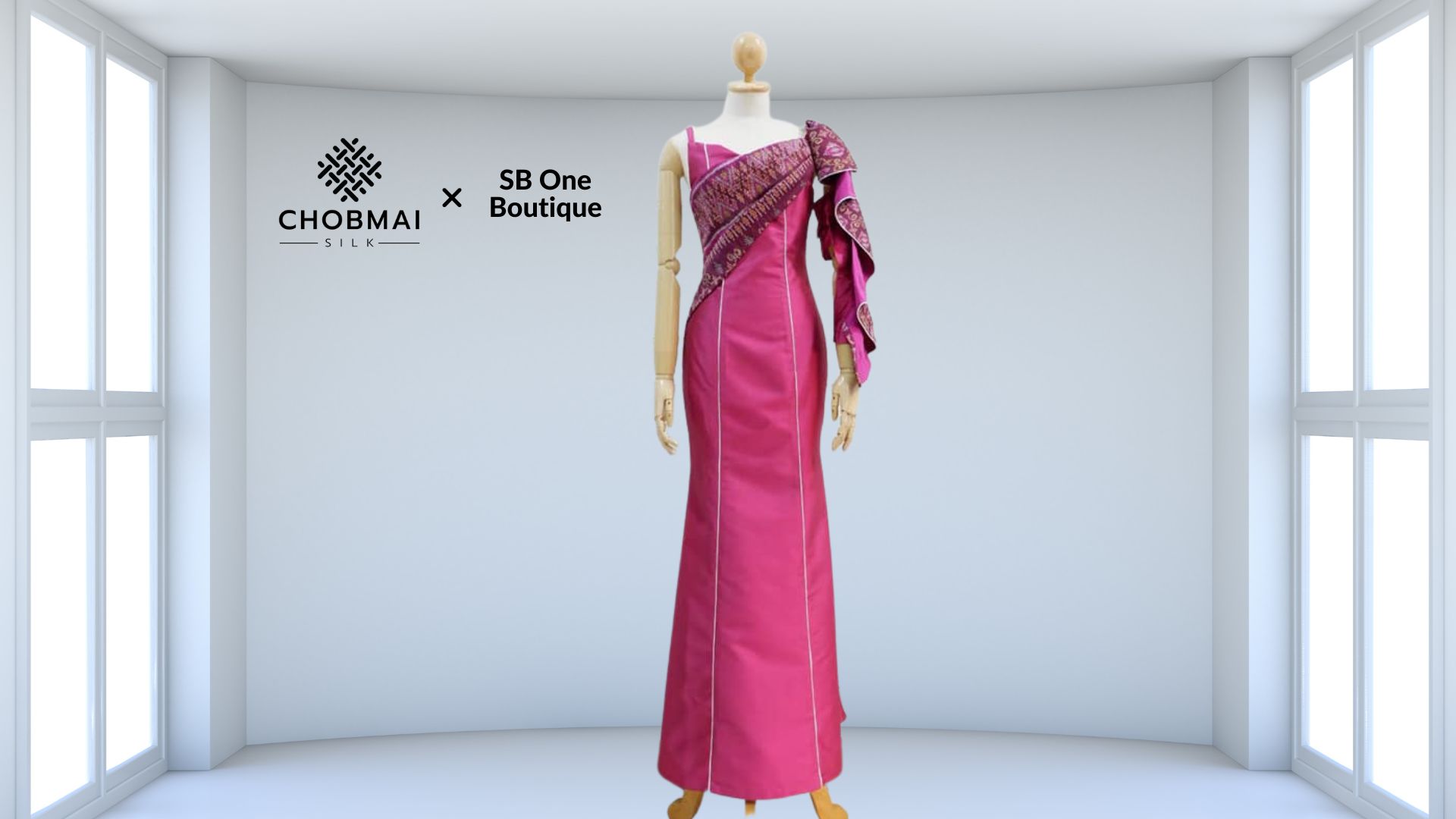 แบบตัดชุด เดรสผ้าไหม (ไม่รวมผ้า) chobmai x SBone รหัส CUT-SB-1027662