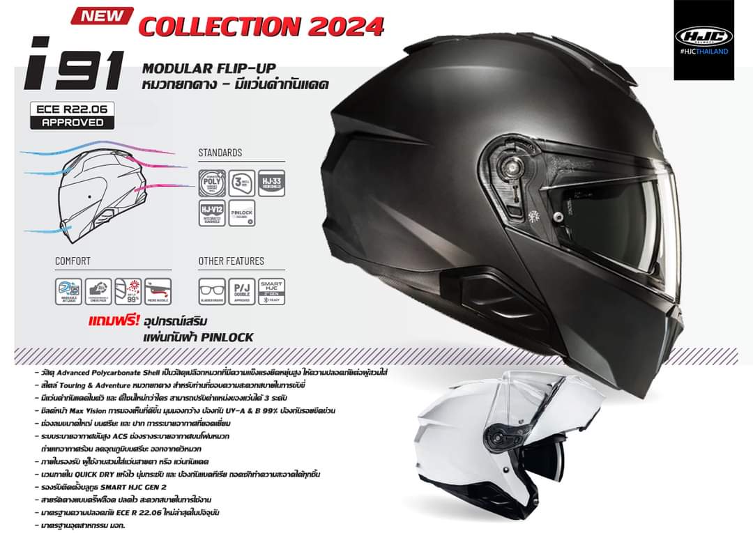 HJC รุ่น i91 ลาย semi flat black