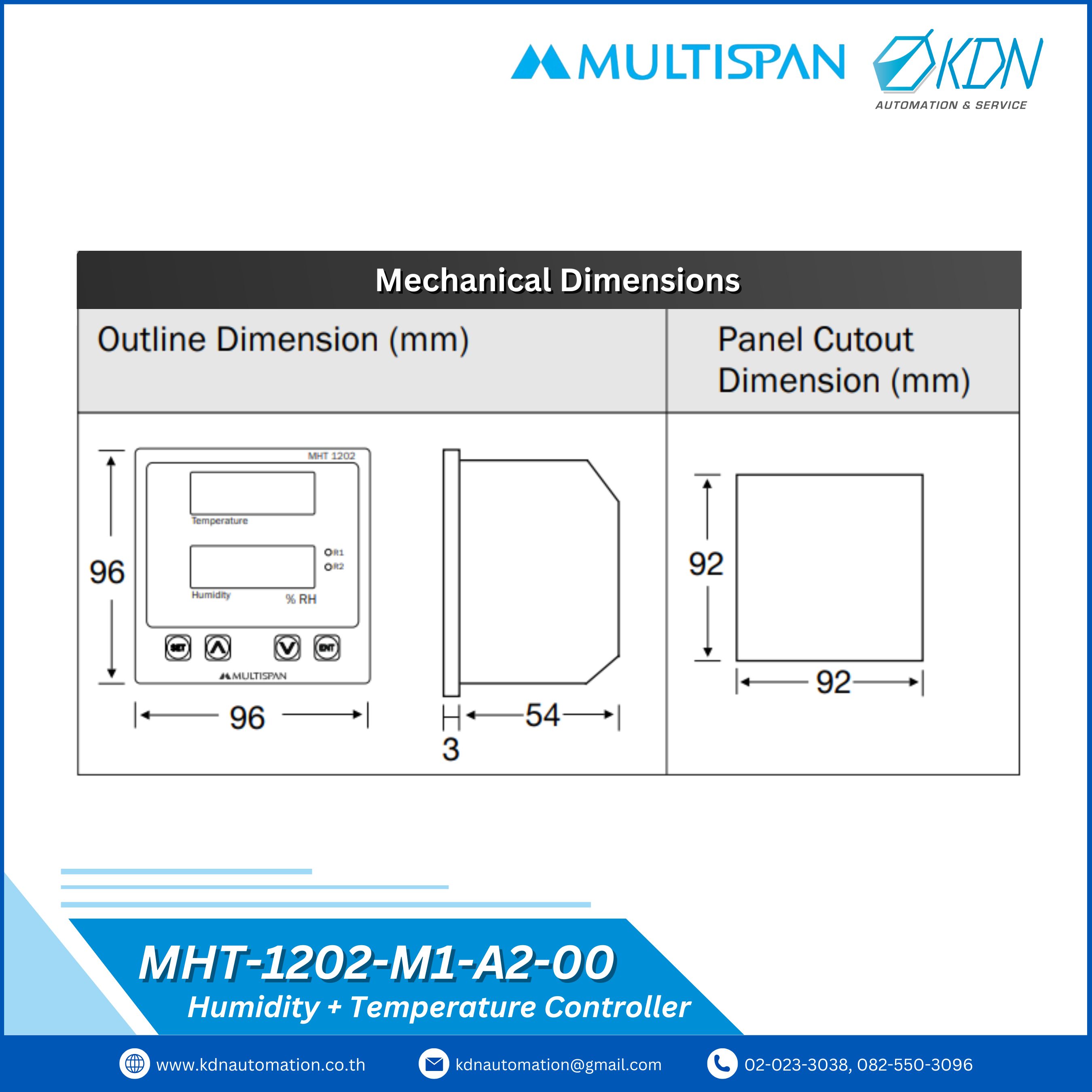 MHT-1202-M1-A2-00 Multispan Humidity + Temperature Controller