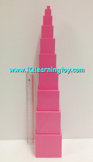 มอนเตสซอรี่ - หอคอยสีชมพู Montessori - Pink Tower ลูกบาศก์สีชมพูขนาดต่างกัน จำนวน 10 ชิ้น ฝึกกล้ามเนื้อและประสาทรับรู้การมองเห็นมิติต่างๆ 2.5+ ส่งฟรี