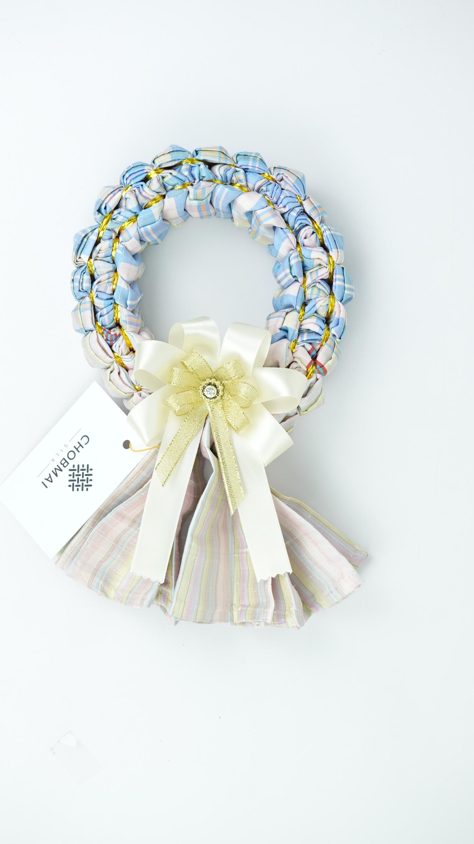 เซ็ตของขวัญ พวงมาลัย ผ้าขาวม้าไหมแท้