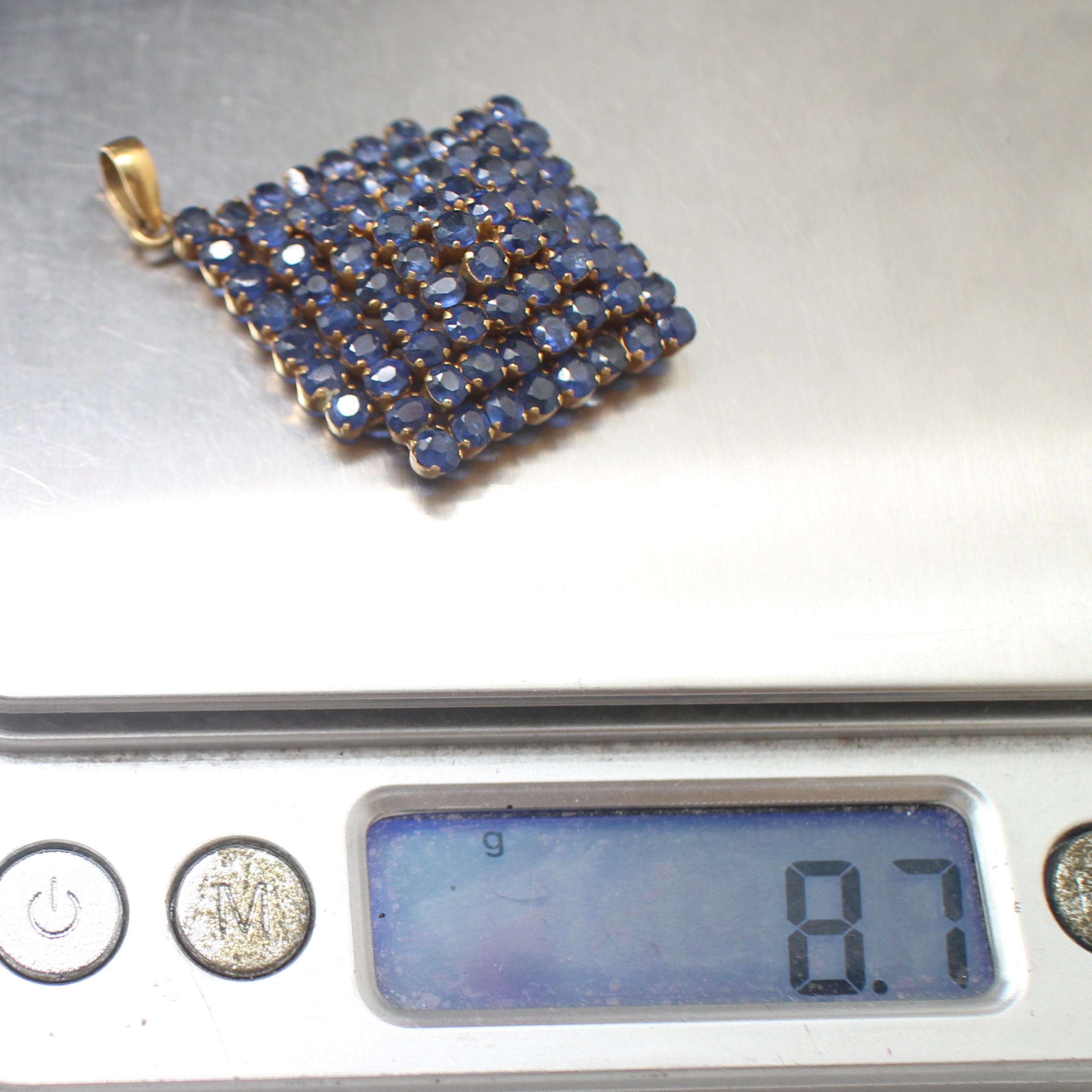 PD25116 จี้ไพลินพม่าดิบ ทองแท้ 18k นน.รวม 8.7 กรัม เซอร์ SGL