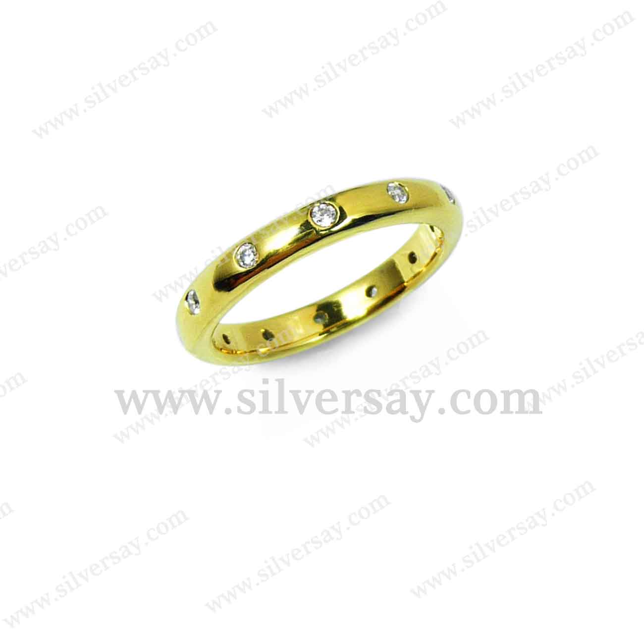 แหวนเพชรสวิสรอบวงสิบสองเม็ด/สีทองคำ22k