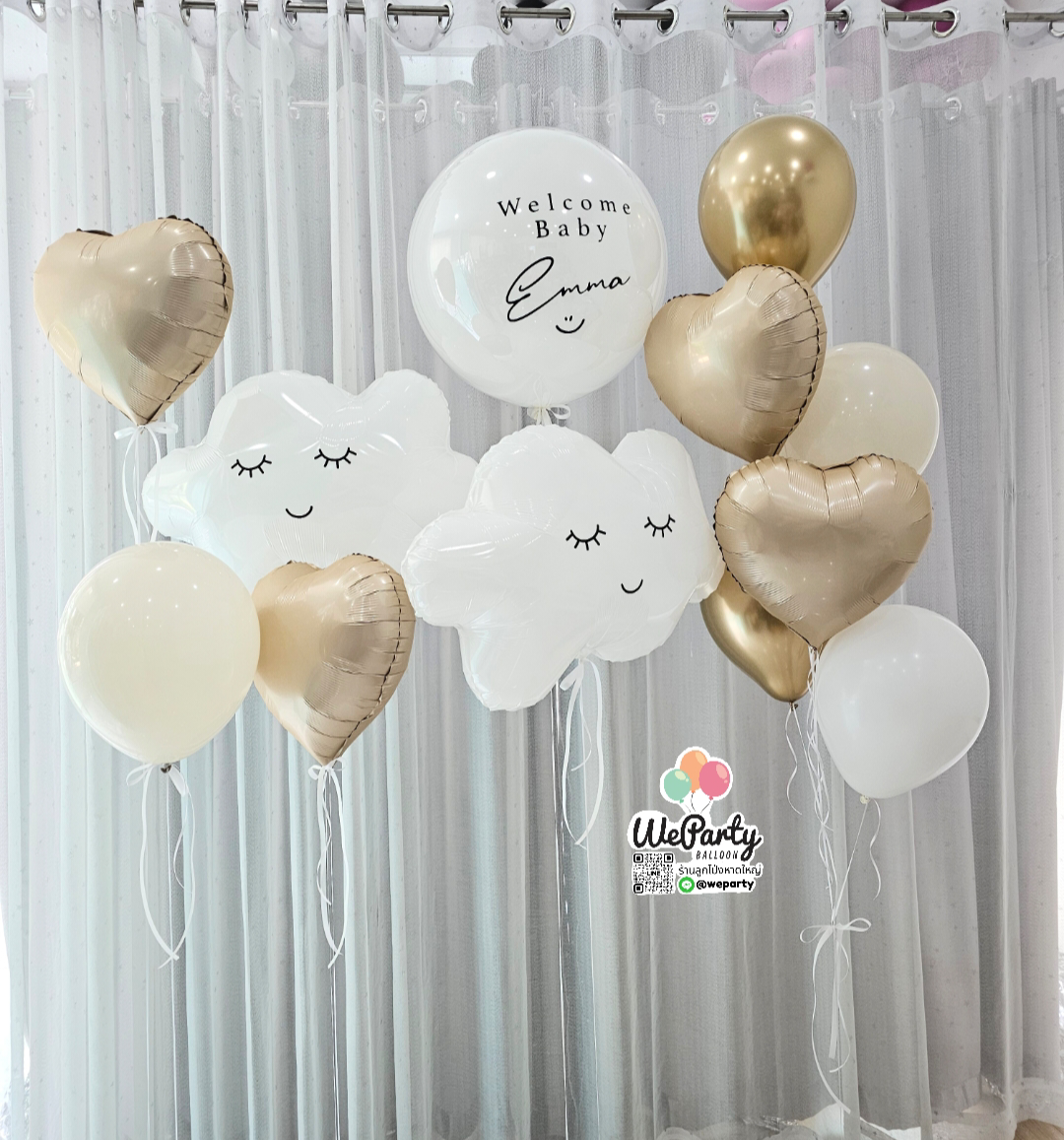 ลูกโป่งต้อนรับเด็กแรกเกิด Welcome Baby Balloon set (with Helium)(สนใจสั่งซื้อผ่าน Line: @weparty)
