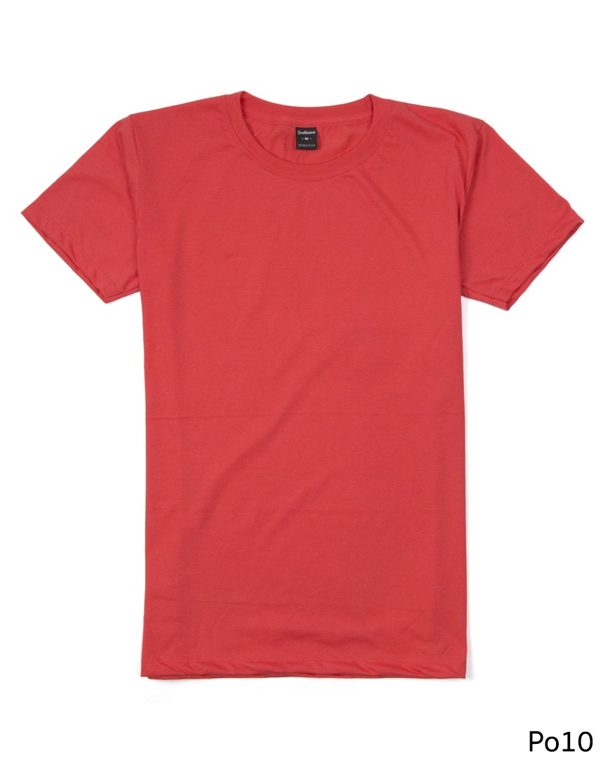 เสื้อยืดคอกลมเรียบ Po10 สีส้มโอรส
