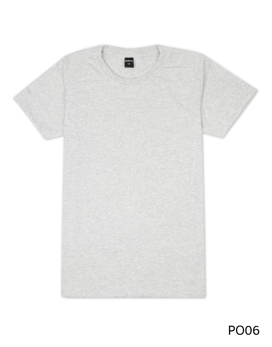 เสื้อยืดคอกลมเรียบ Po06 สีเทาอ่อนฟอก