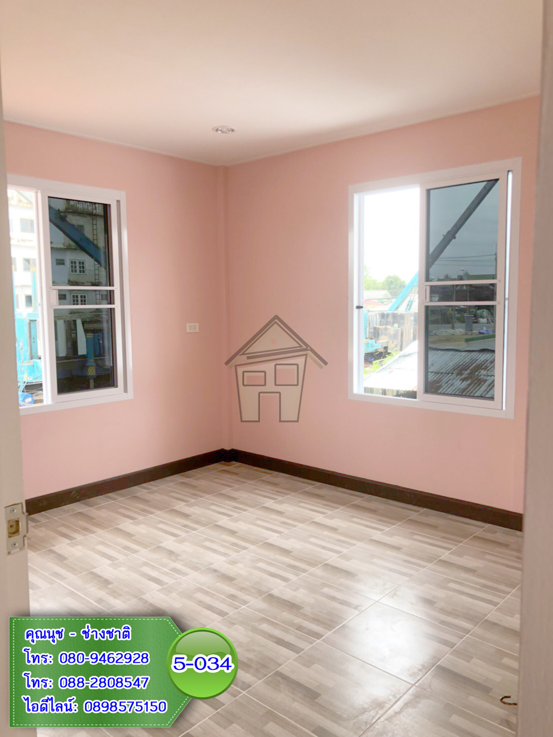 5-034 บ้านน็อคดาวน์ 2 ชั้น ทรงโมเดิรน์ (สีส้ม)