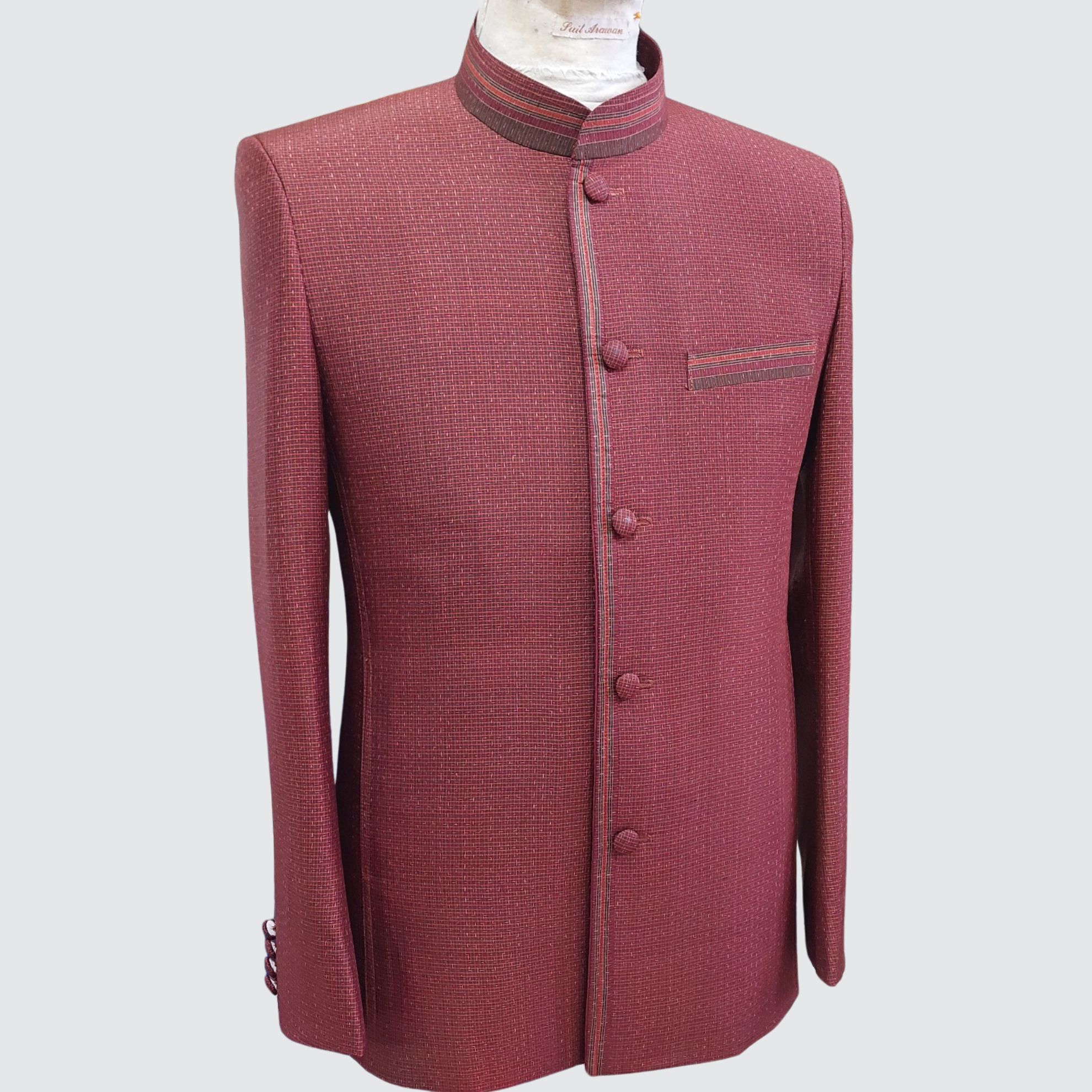 เสื้อสูทพระราชทาน แขนยาว ผ้าไหมลายอัมปรม | ตัดเย็บตามรูปร่าง | เลือกสีผ้า ส่งไซส์ได้