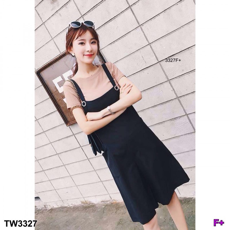 เซท เสื้อยืดแขนสั้น กับเอี๊ยมขาบาน 4 ส่วน TW3327