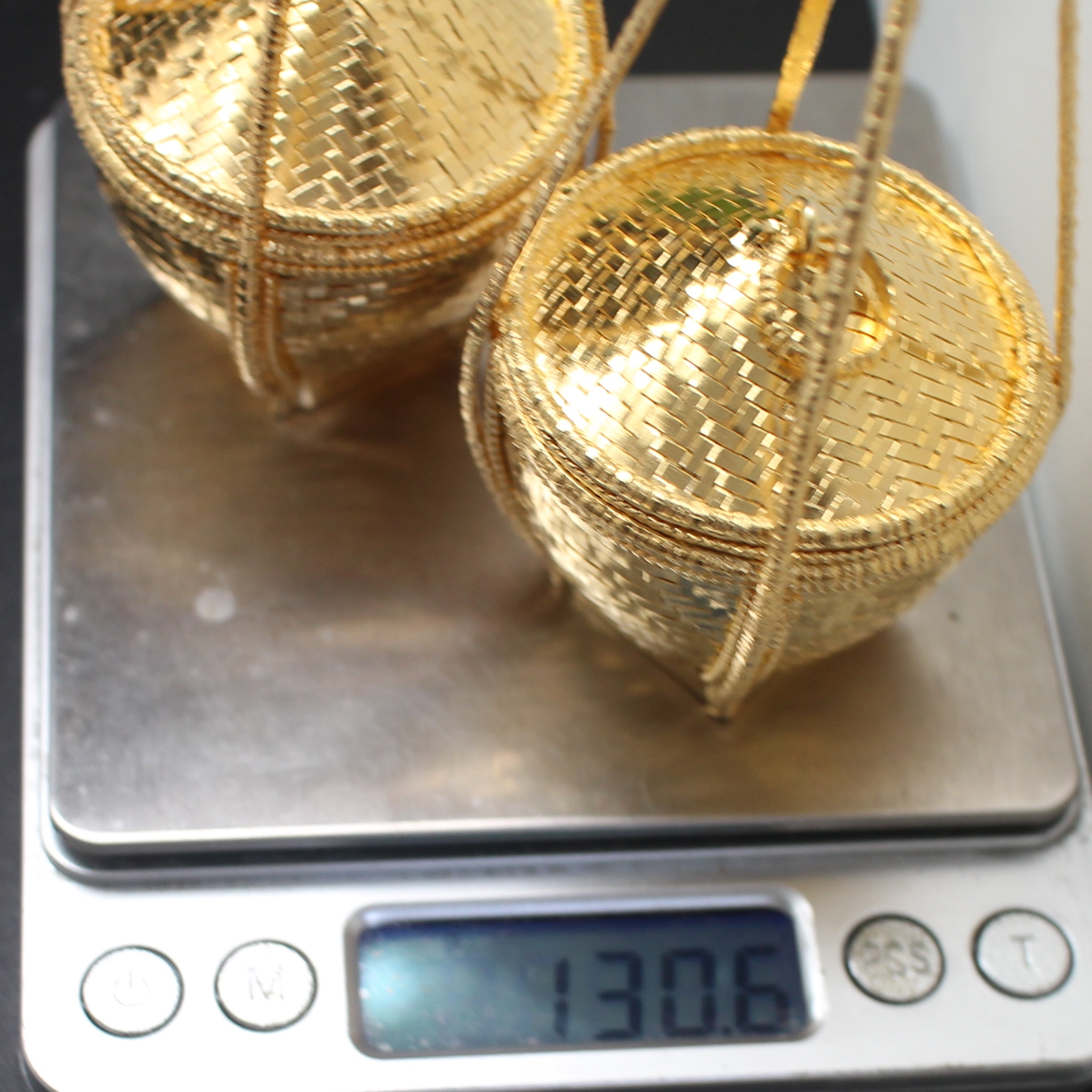 SI374 หาบเงินหาบทอง 1 คู่ เงินแท้ 92.5% ชุบทอง นน. 130.6 กรัม