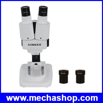 สเตอริโอไมโครสโคป กล้องส่องตรวจสอบงาน ซ่อมแผงวงจร Binocular Stereo Microscope 20X+40X มีไฟ LED ส่องชิ้นงาน