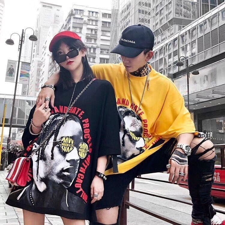 เสื้อยืด Street Fashion Oversize สีดำ ZOXX