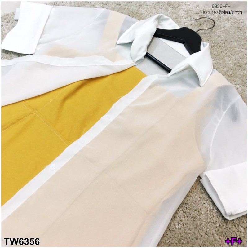 Set 3 ชิ้น เสื้อชีฟอง+สายเดี่ยว+กางเกง TW6356-เหลือง