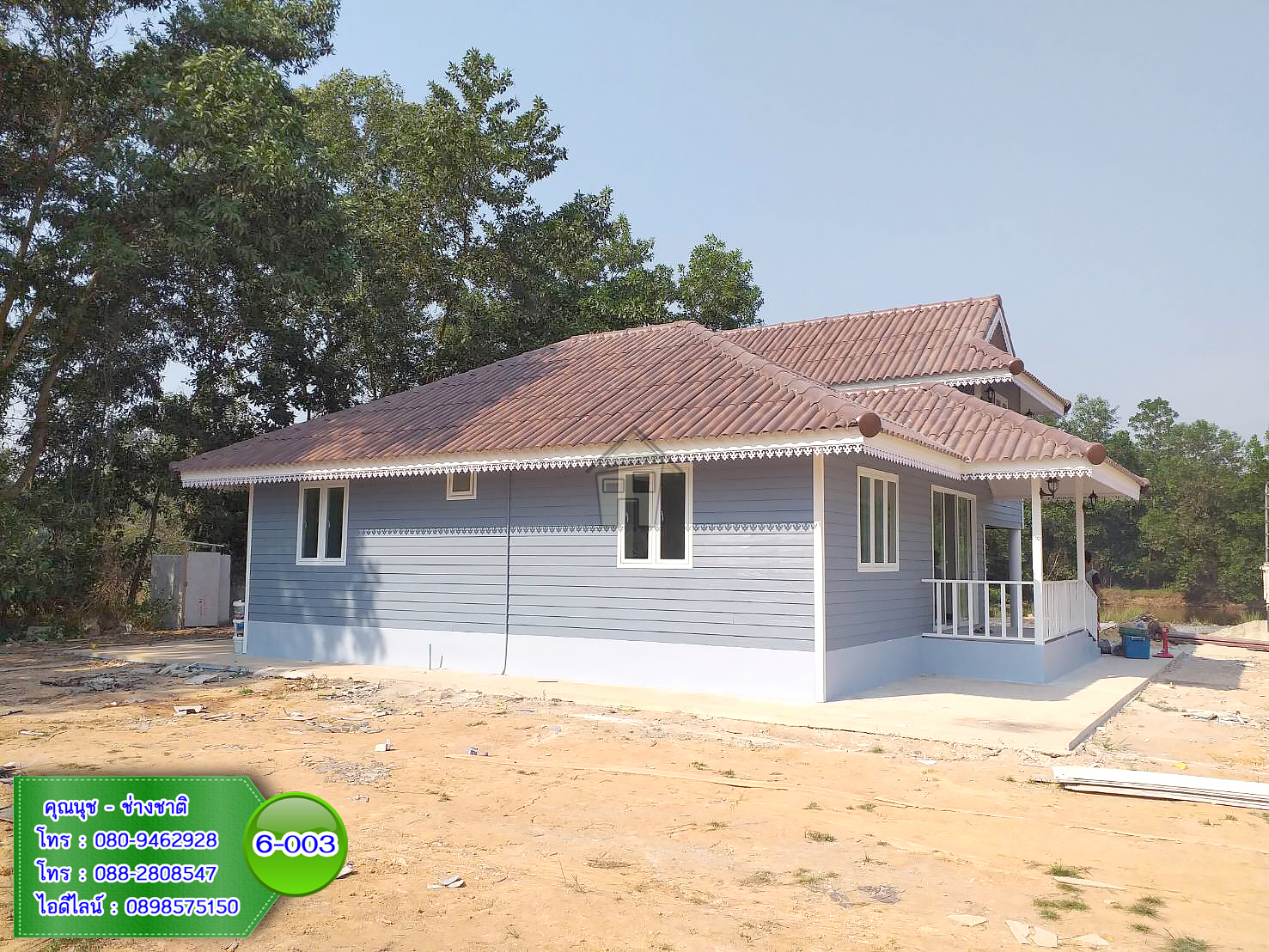 6-003 บ้านน็อคดาวน์ทรงปั้นหยาผสมมะนิลา