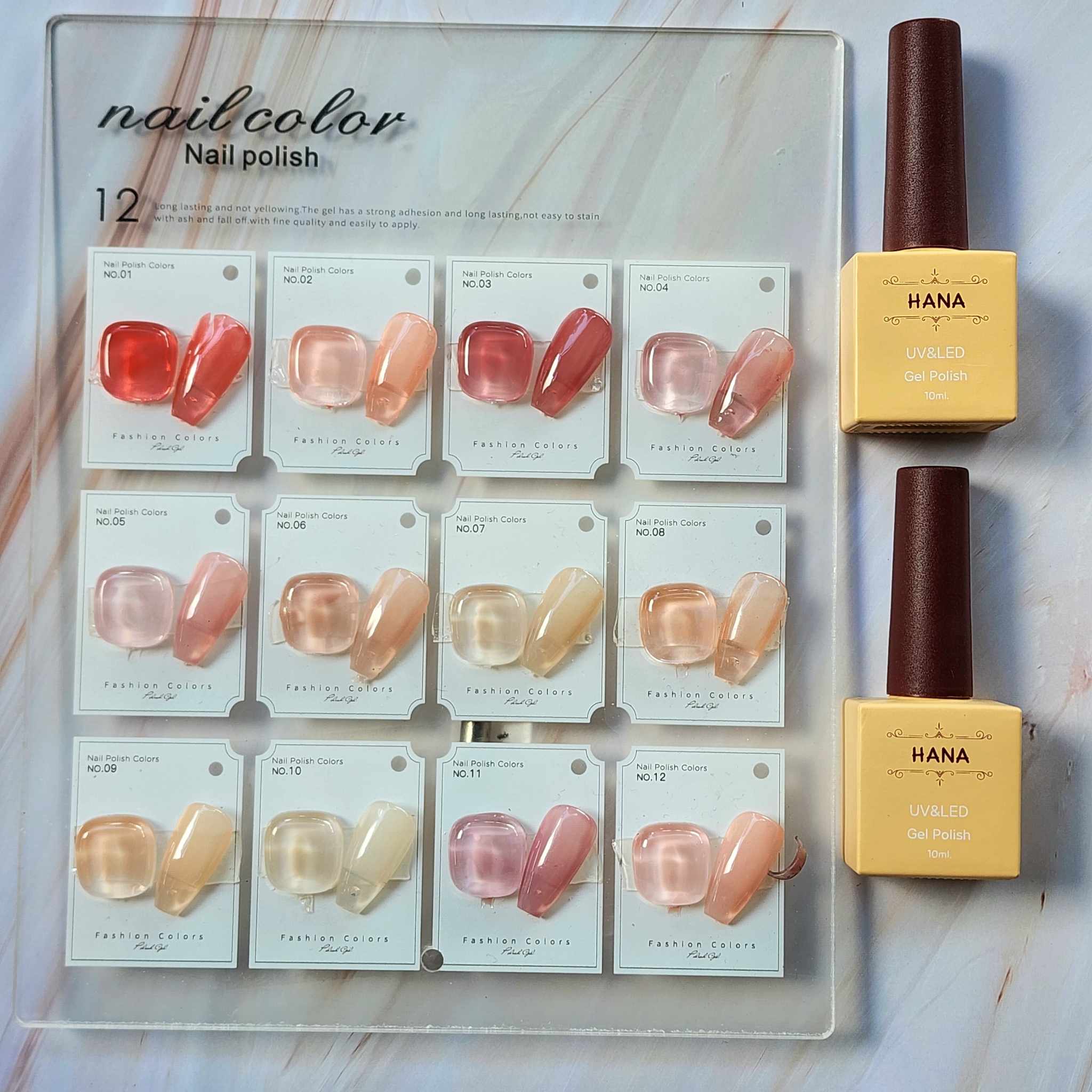 [12สี/เซต] ชุดสีเจลสุขภาพดี สีเจลโทนสีไซรัป HANA 10ml พร้อมชาร์ตสี!!