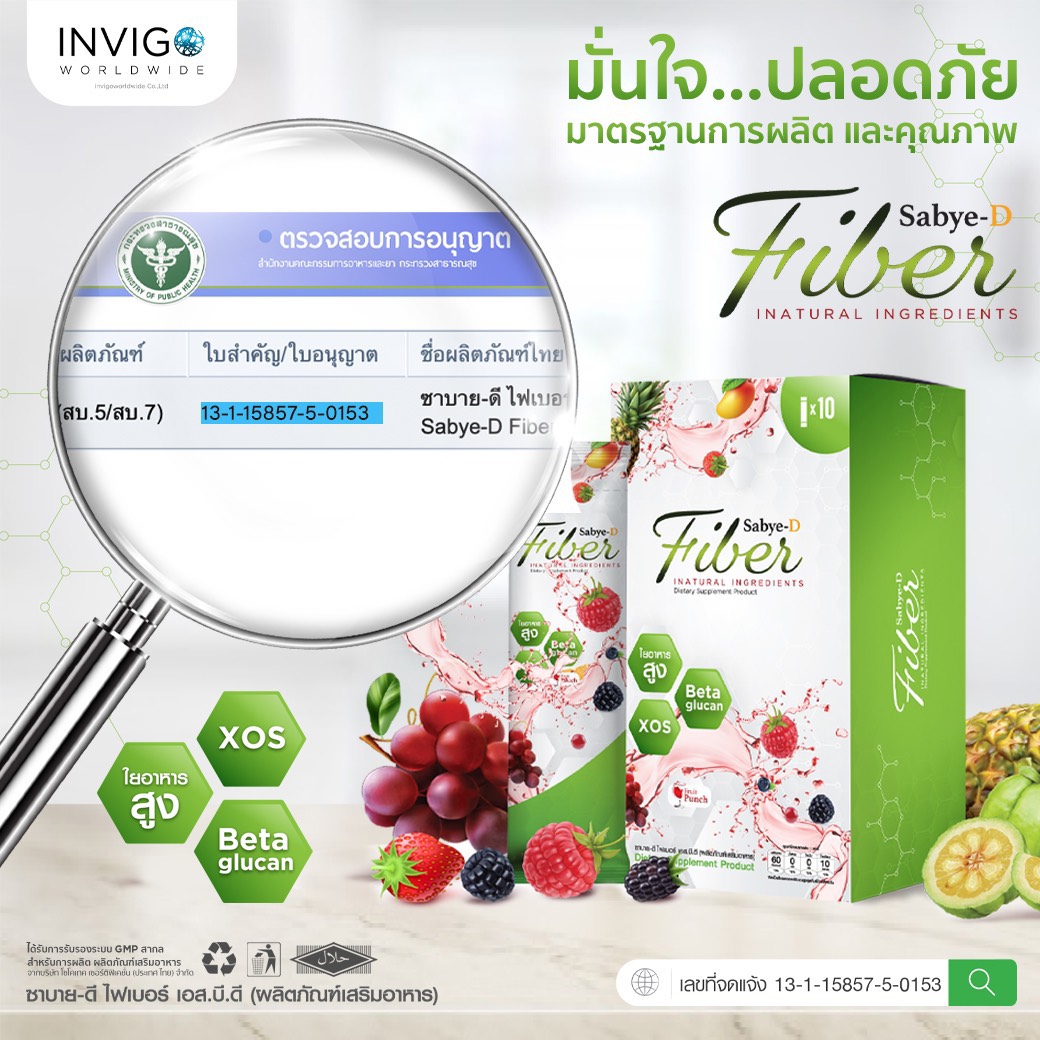 SabyeD Fiber ซาบายดี ไฟเบอร์ อาหารเสริมไฟเบอร์ ดีท๊อกซ์ ล้างลำไส้ ลดพุง ลดน้ำหนัก ท้องผูก ท้องเสีย ถ่ายยาก ถ่ายคล่อง ผิวคล้ำ SBD