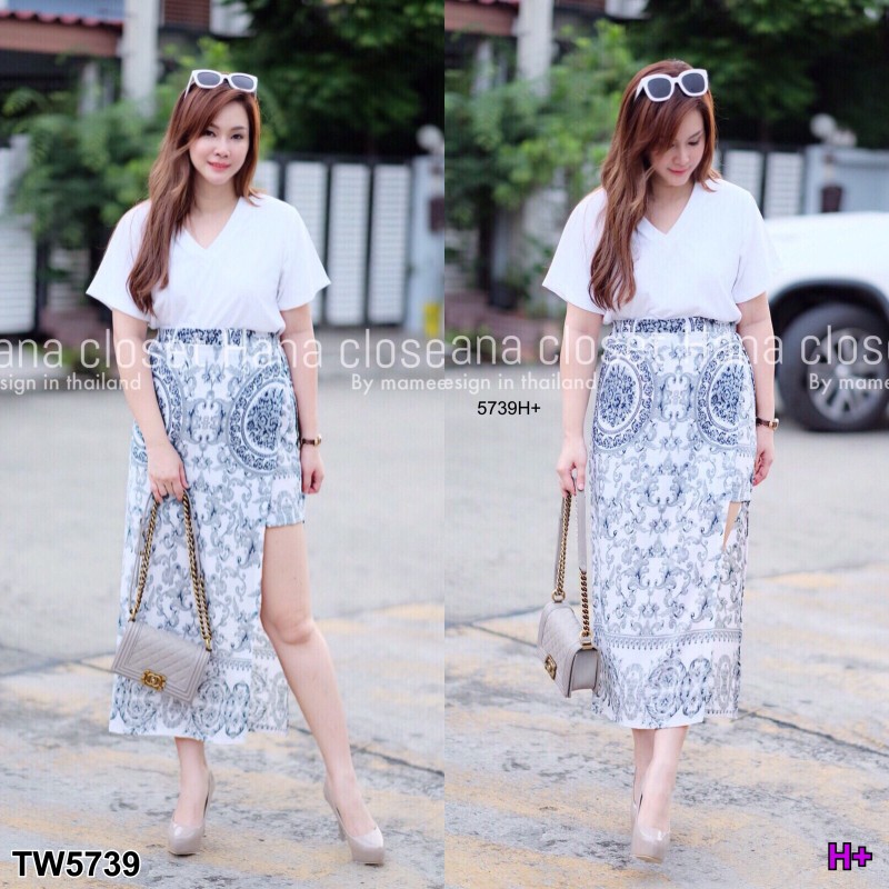 เซต #สาวอวบ เสื้อคร็อป+กางเกงกระโปรง Versace TW5739